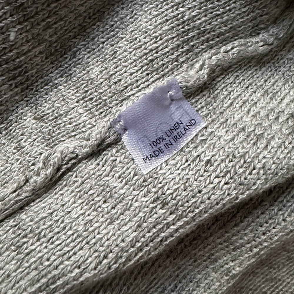 Inis Meain 100% linen Classic Crewneck ombré grey/blue Sweater - Picture 6 of 6